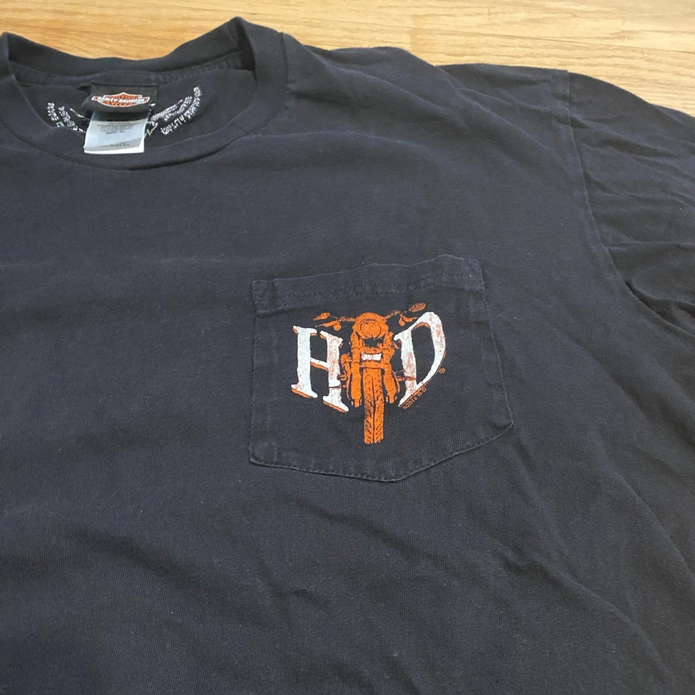 Harley-Davidson Men XL Black Graphic short sleeve T-Shirt Olath Kansas Rawhide - Picture 3 of 6
